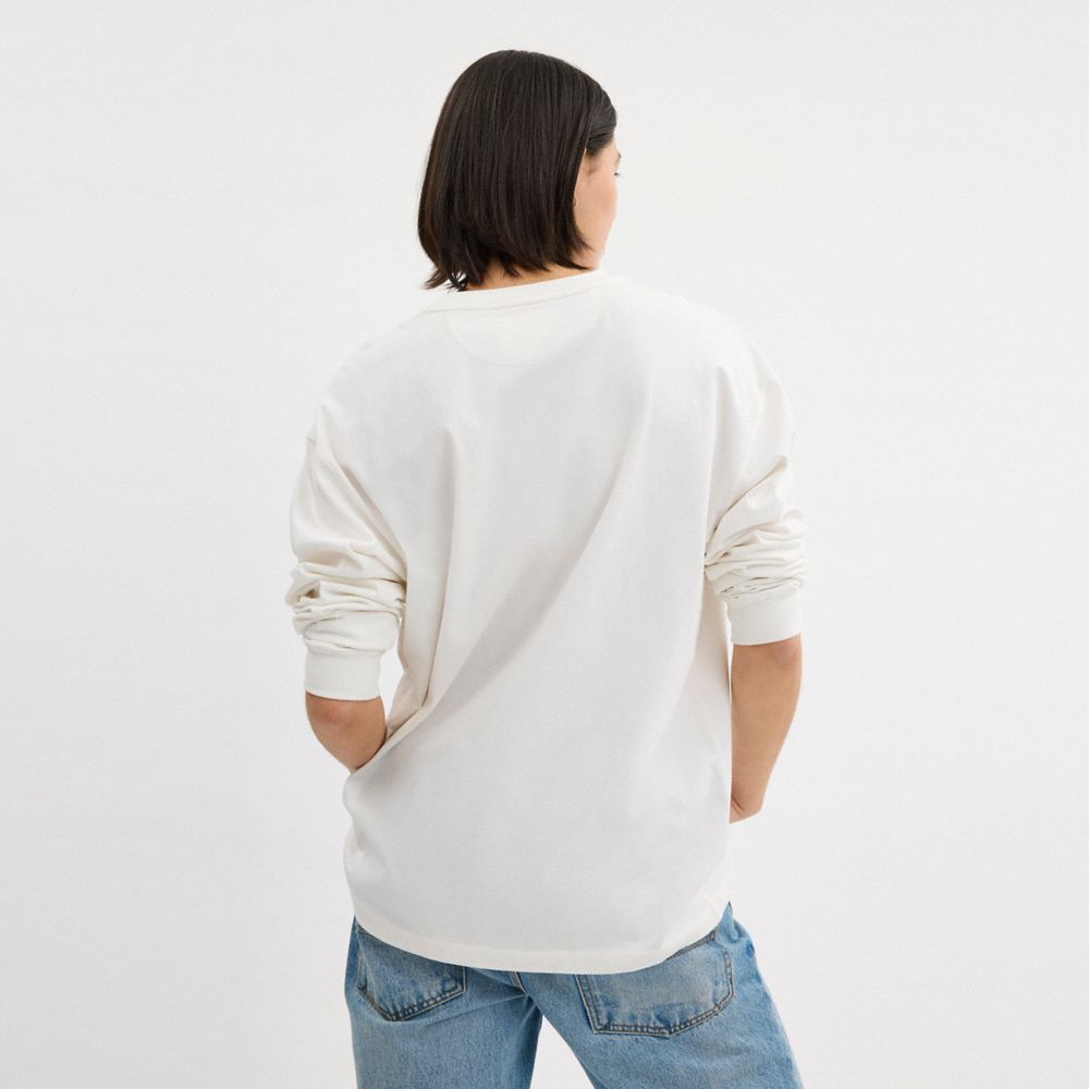COACH®,New York Long Sleeve T Shirt In Organic Cotton,,Scale View