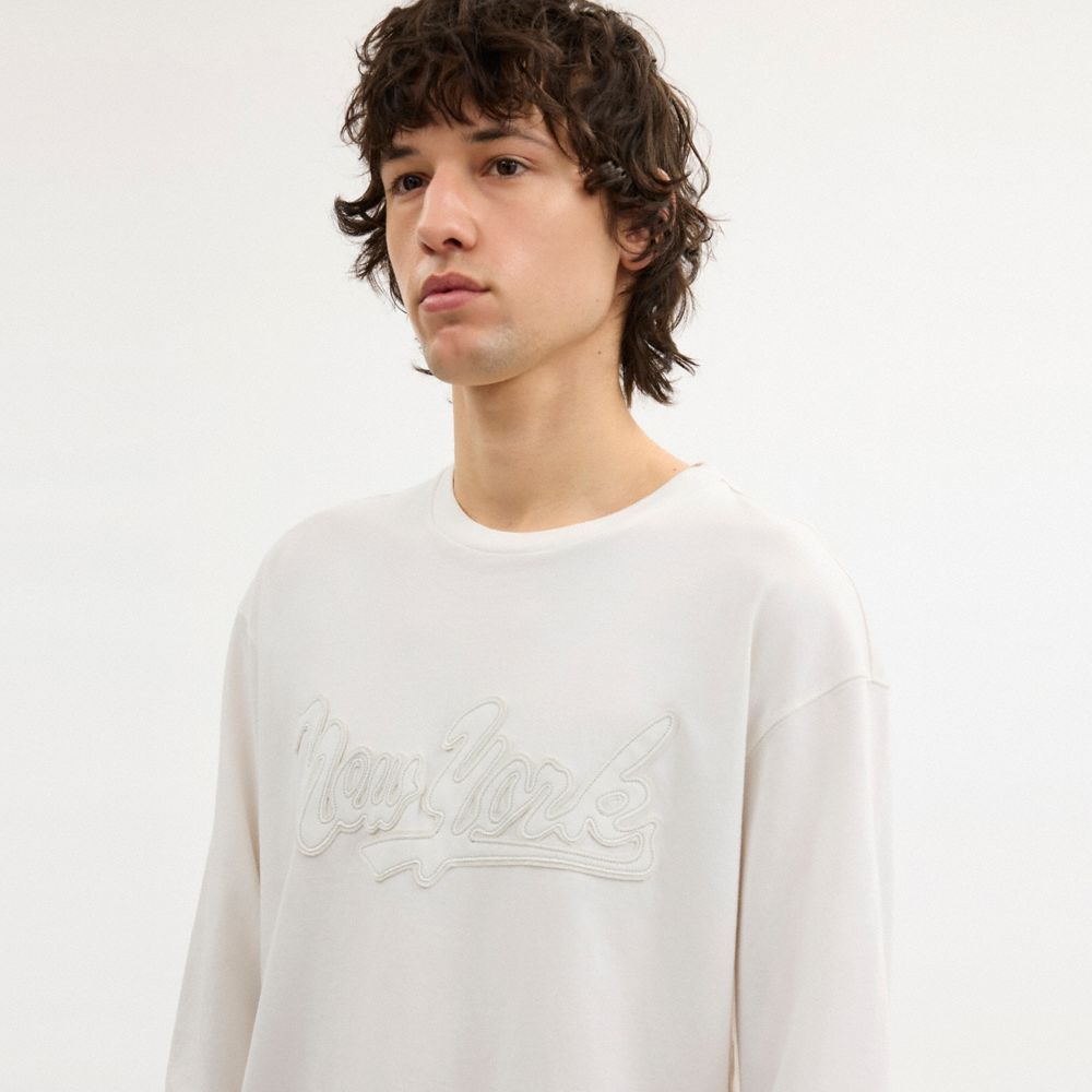 COACH®,New York Long Sleeve T Shirt In Organic Cotton,,Detail View