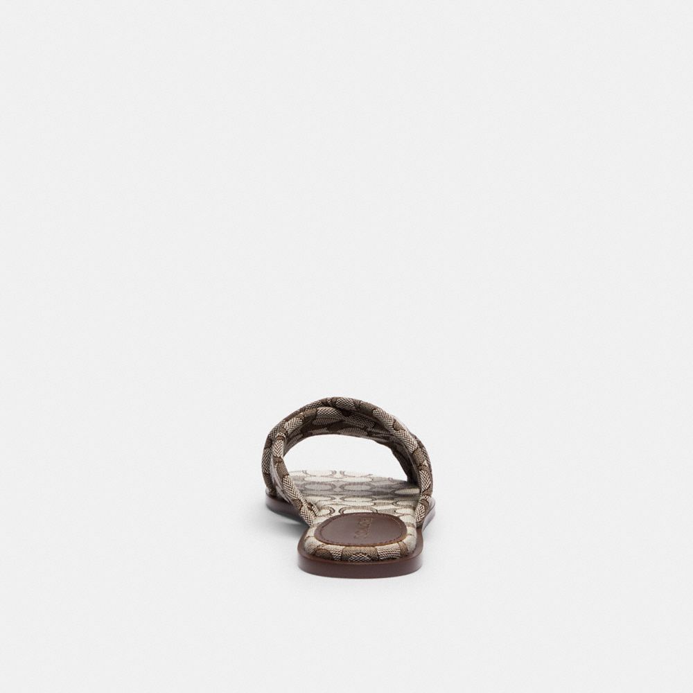 COACH®,Link Criss Cross Slide In Signature Jacquard,Rubber,Recycled Polyester,Organic Cotton,Slides,Sustainable,Casual,Brown,Alternate View
