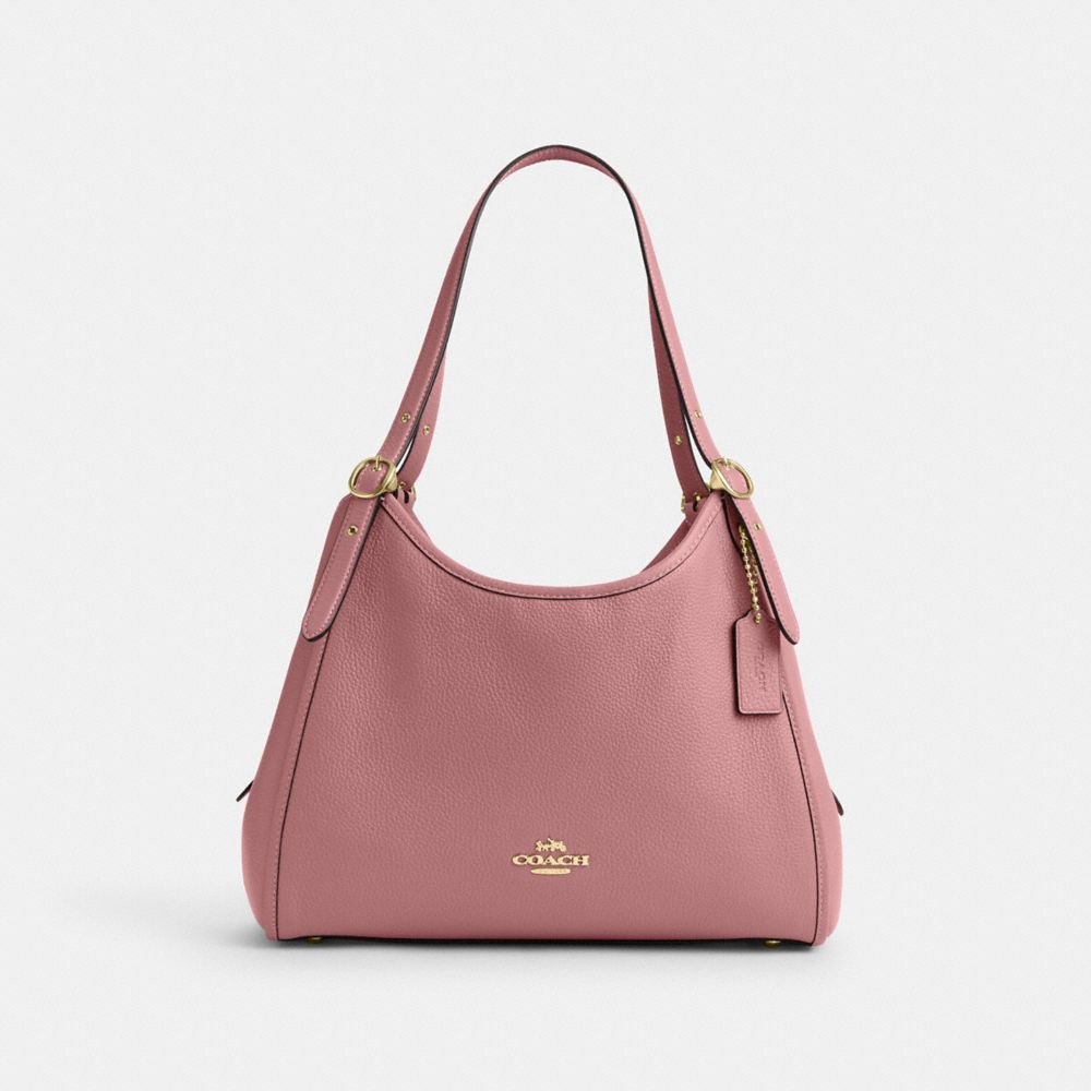 COACH®,Erin Shoulder Bag,Leather,Shoulder Bag,Logo,Gold Metal,Casual,Blush,Front View