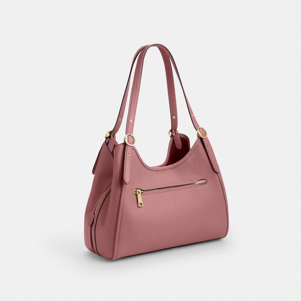 COACH®,Erin Shoulder Bag,Leather,Shoulder Bag,Logo,Gold Metal,Casual,Blush,Angle View