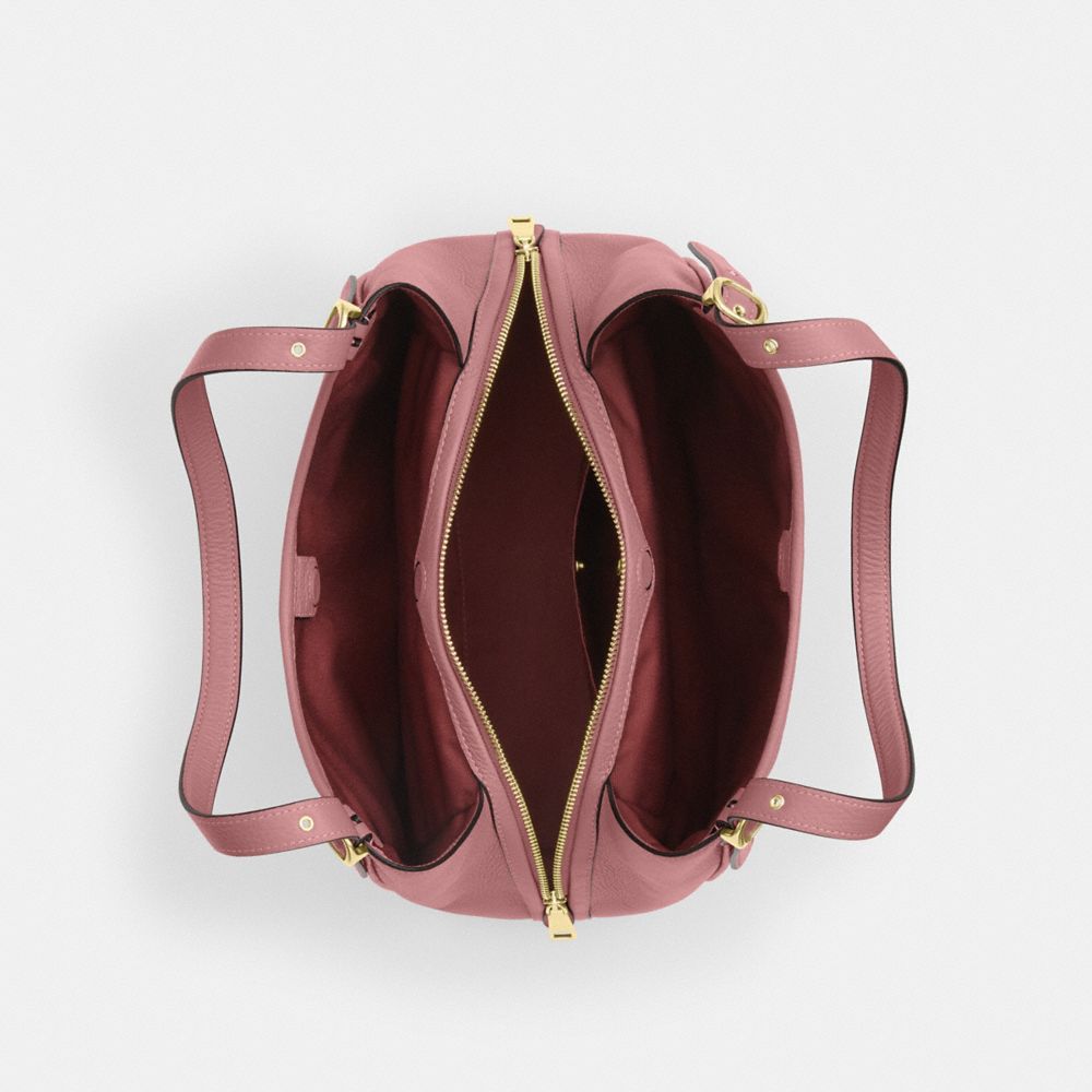 COACH®,SAC ÉPAULE ERIN,Cuir galet,Or/Pivoine,Inside View,Top View