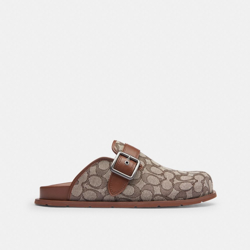 COACH®,Buckle Clog In Signature Jacquard,Rubber,Clogs,Casual,,Angle View