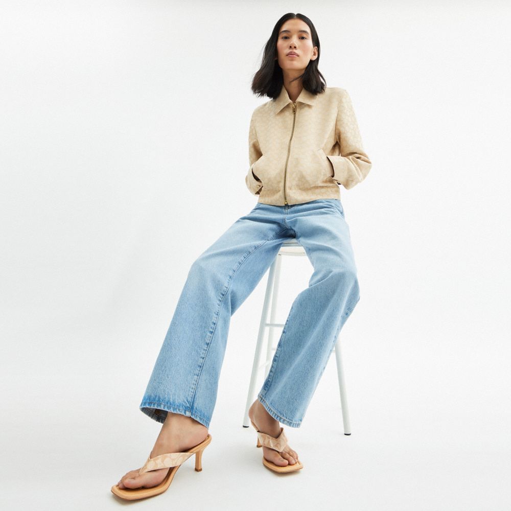 COACH®,Kitten Heel In Signature Canvas,Beige,Detail View
