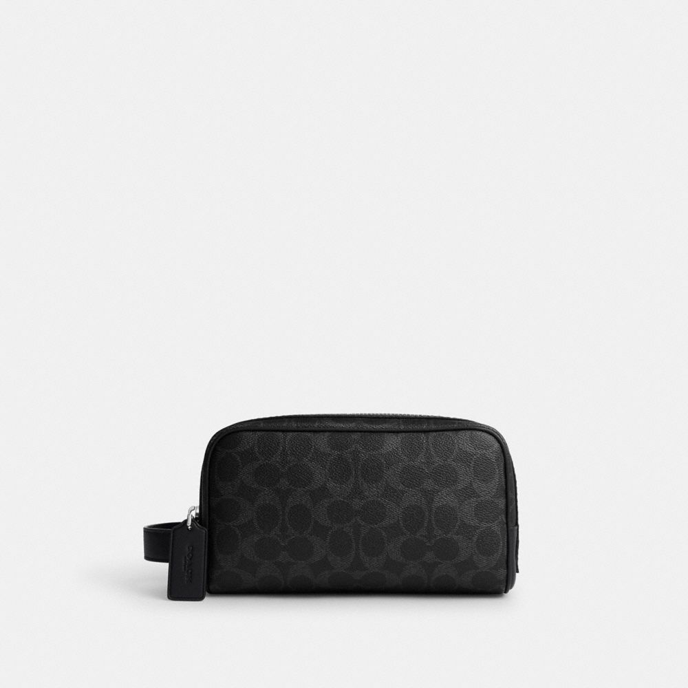 COACH®,Small Travel Kit In Signature Canvas,Canvas,Tote,,Front View
