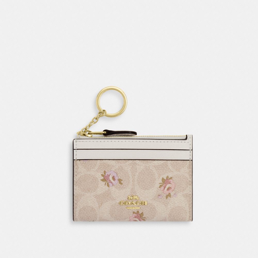 COACH®,Mini Skinny Id Case In Signature Canvas With Floral Print,,Front View