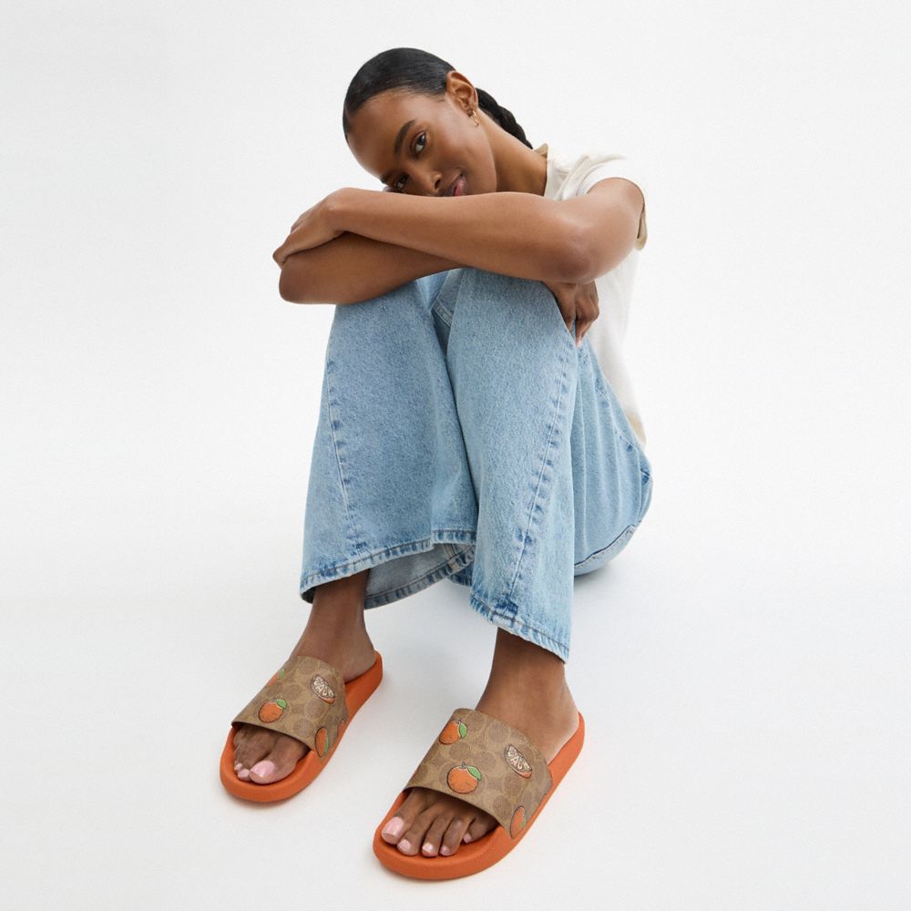 COACH®,Udele Sport Slide In Signature Canvas With Fruit Print,,Detail View