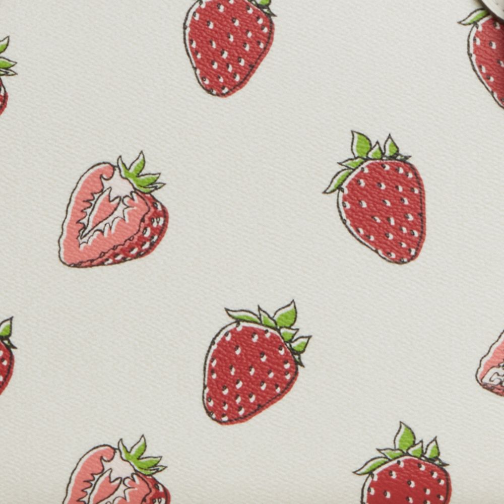 COACH®,Gallery Tote Bag With Strawberry Print,White,Closer View