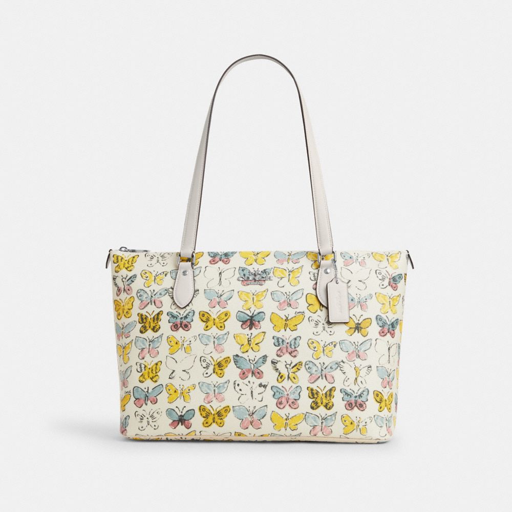 COACH®,Gallery Tote Bag With Butterfly Print,,Front View