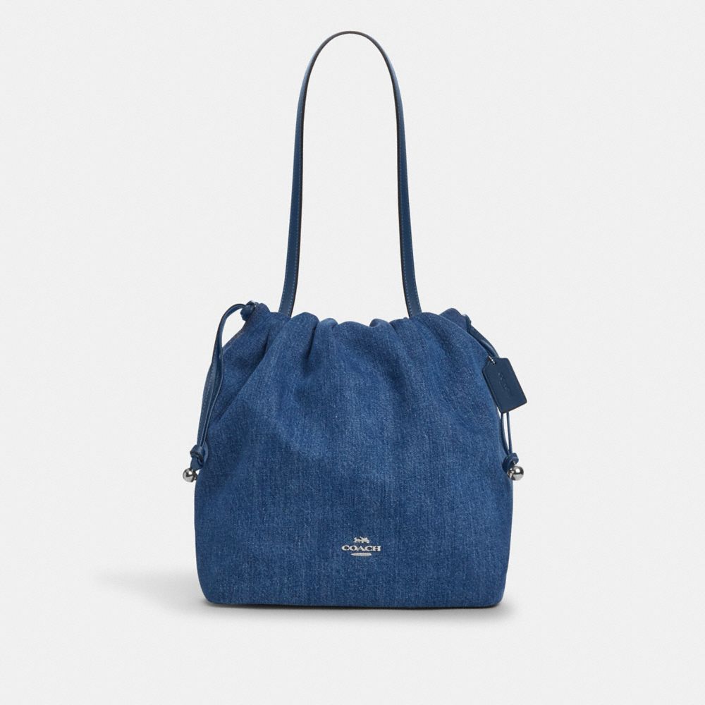 COACH®,フェイ ドローストリング トート バッグ,トートバッグ,ｼﾙﾊﾞｰ/ｲﾝﾃﾞｨｺﾞ