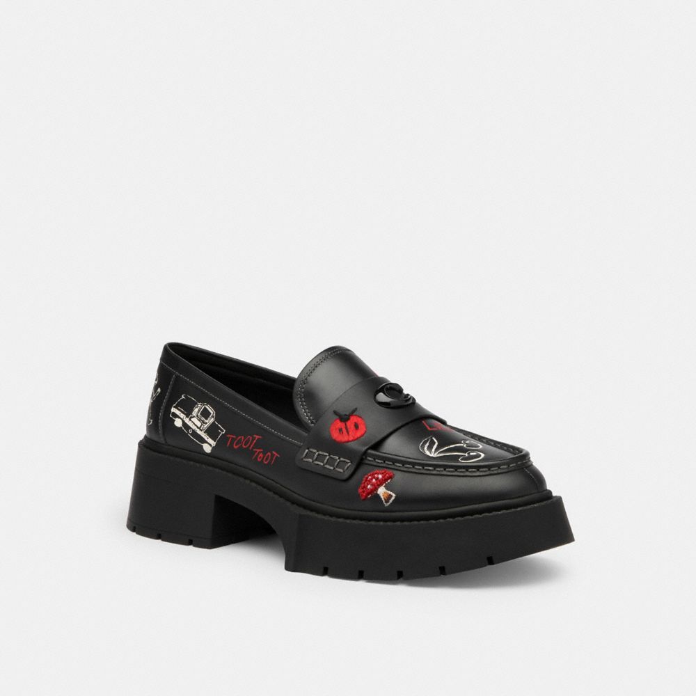 COACH®,Leah Platform Loafer With Sketch Print,,Front View