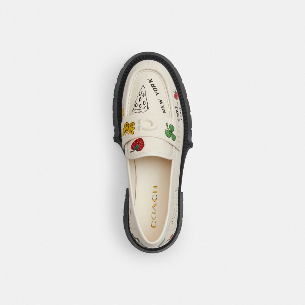 Coach Leah Platform Loafer With Sketch Print In White