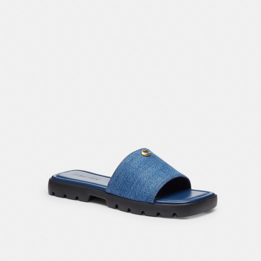 COACH®,Florence Sandal,Blue,Front View