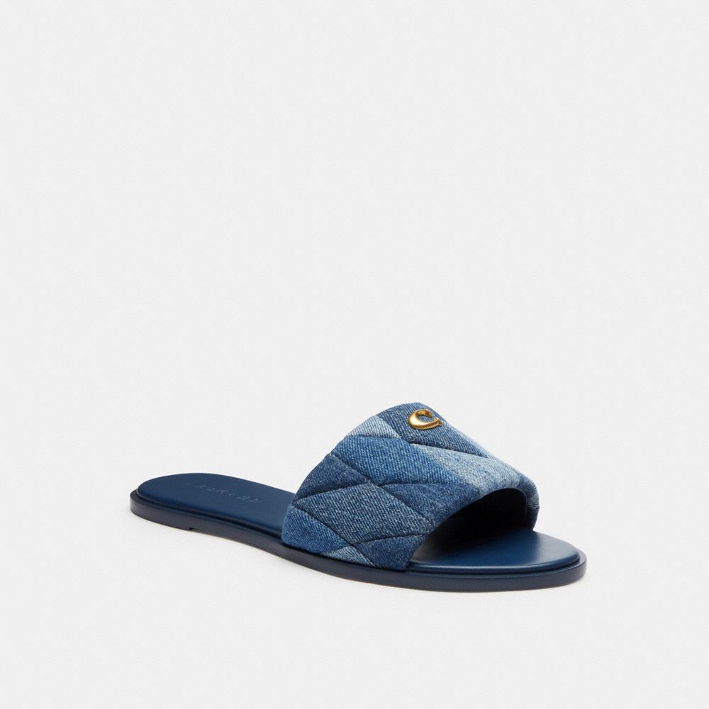 COACH®,Holly Sandal With Quilting,Blue,Front View image number 0