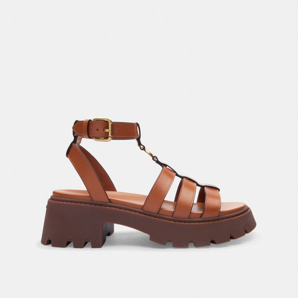 Coach Sculpted C Platform Fisherman Sandals Cognac In Cognac