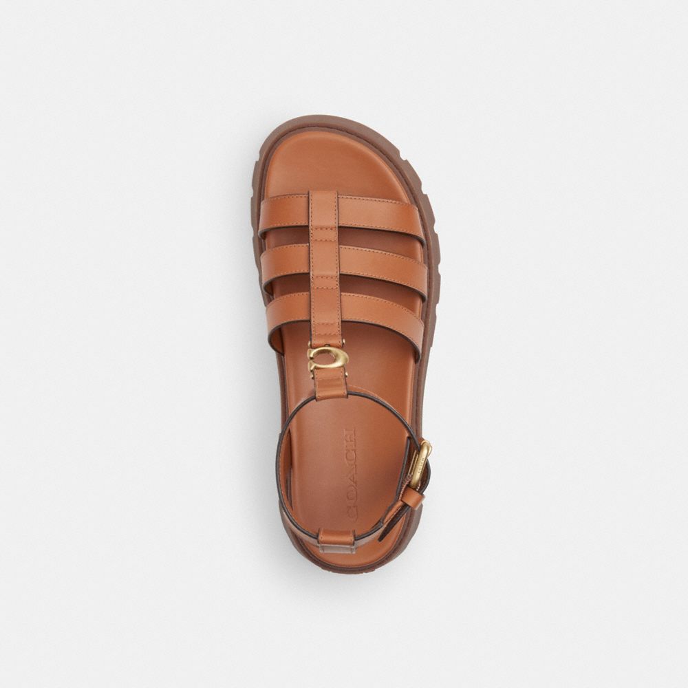 Coach Sculpted C Platform Fisherman Sandals Cognac In Cognac
