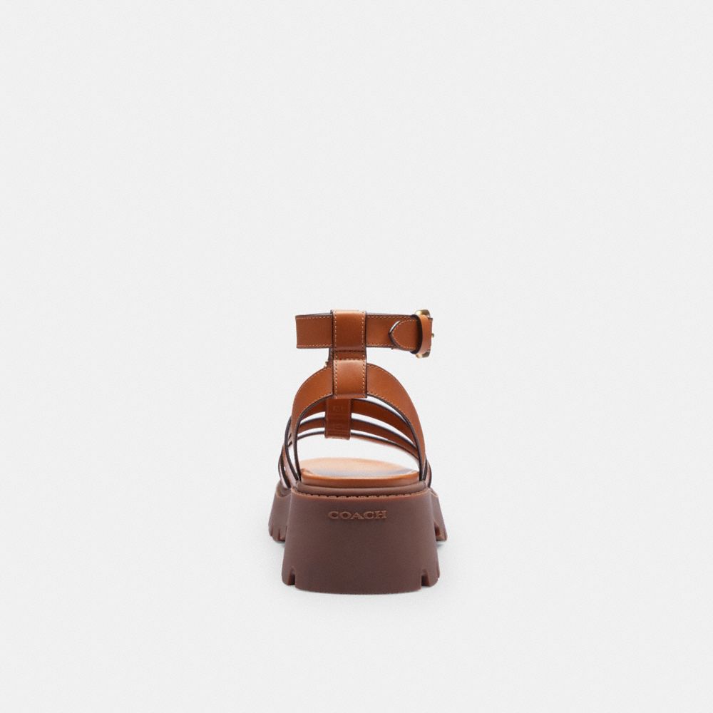 Coach Sculpted C Platform Fisherman Sandals Cognac In Cognac