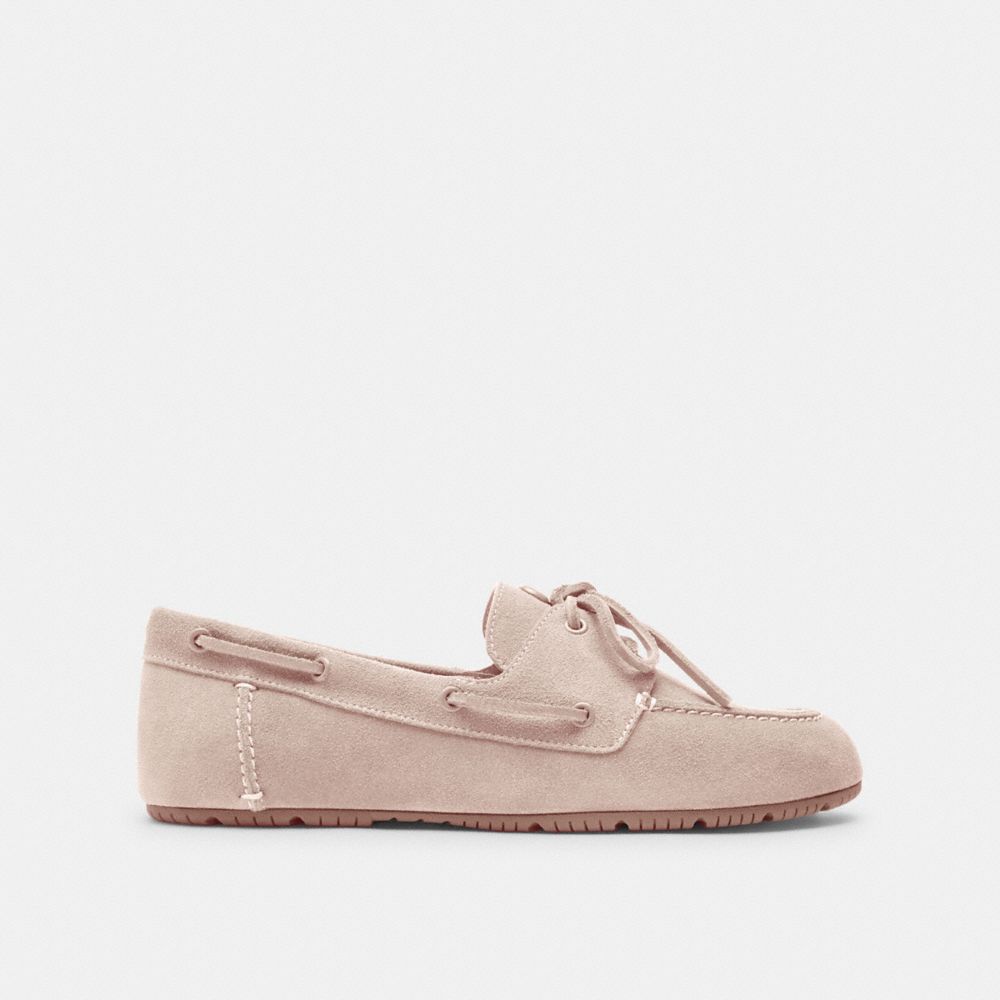 COACH®,Sculpted C Boat Shoe,Blush,Angle View