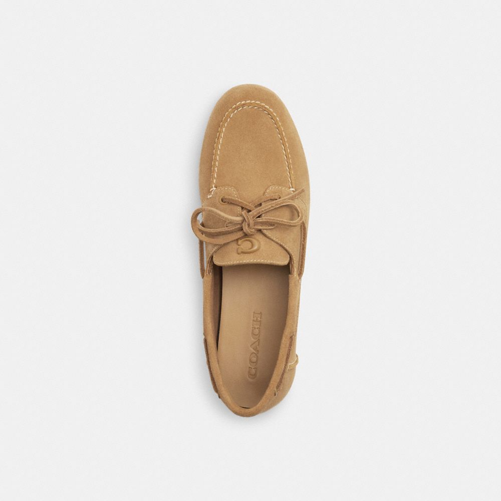 COACH®,Sculpted C Boat Shoe,Brown,Inside View,Top View