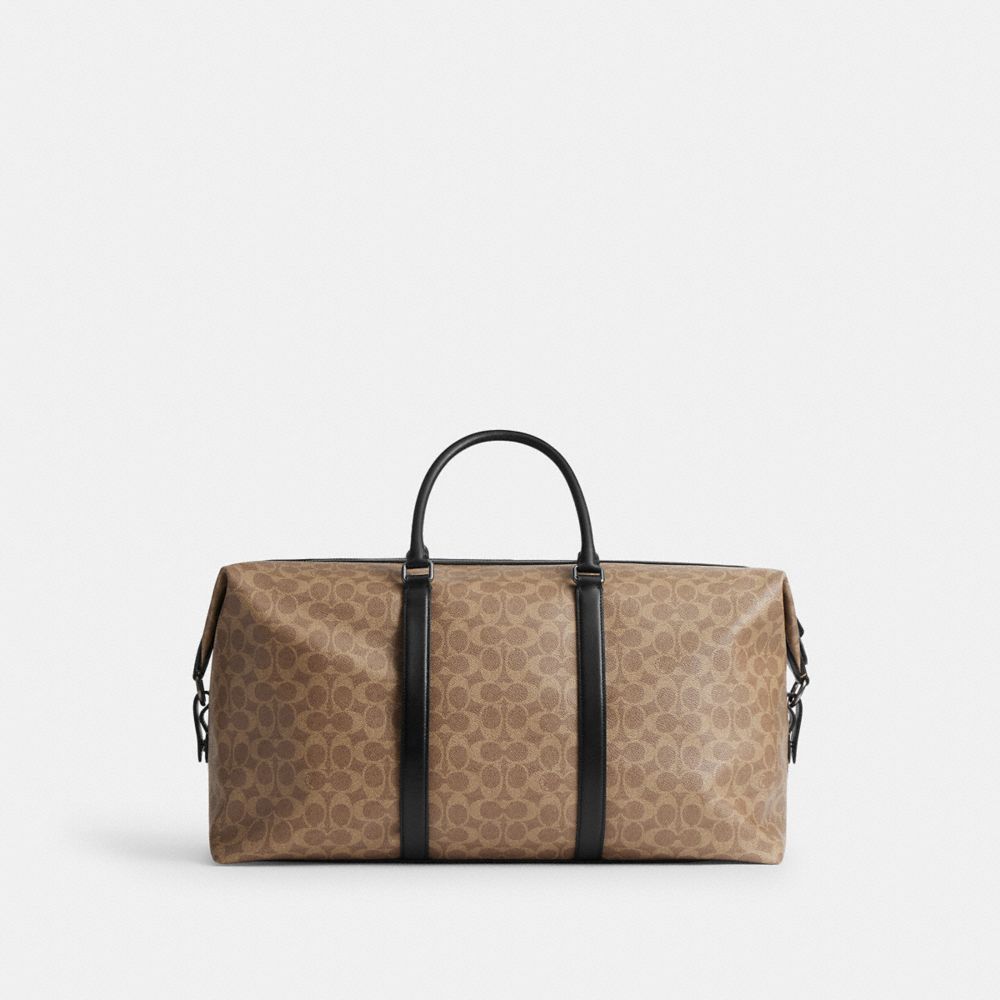COACH®,Trekker Bag 52 In Signature Canvas,Leather,Canvas,Duffle Bag,Fabric,Logo,,Back View