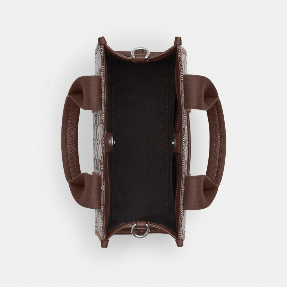 COACH®,Smith Tote Bag 24 In Signature Jacquard,Recycled Polyester,Tote,Color Block,Piping,Casual,Brown,Inside View,Top View