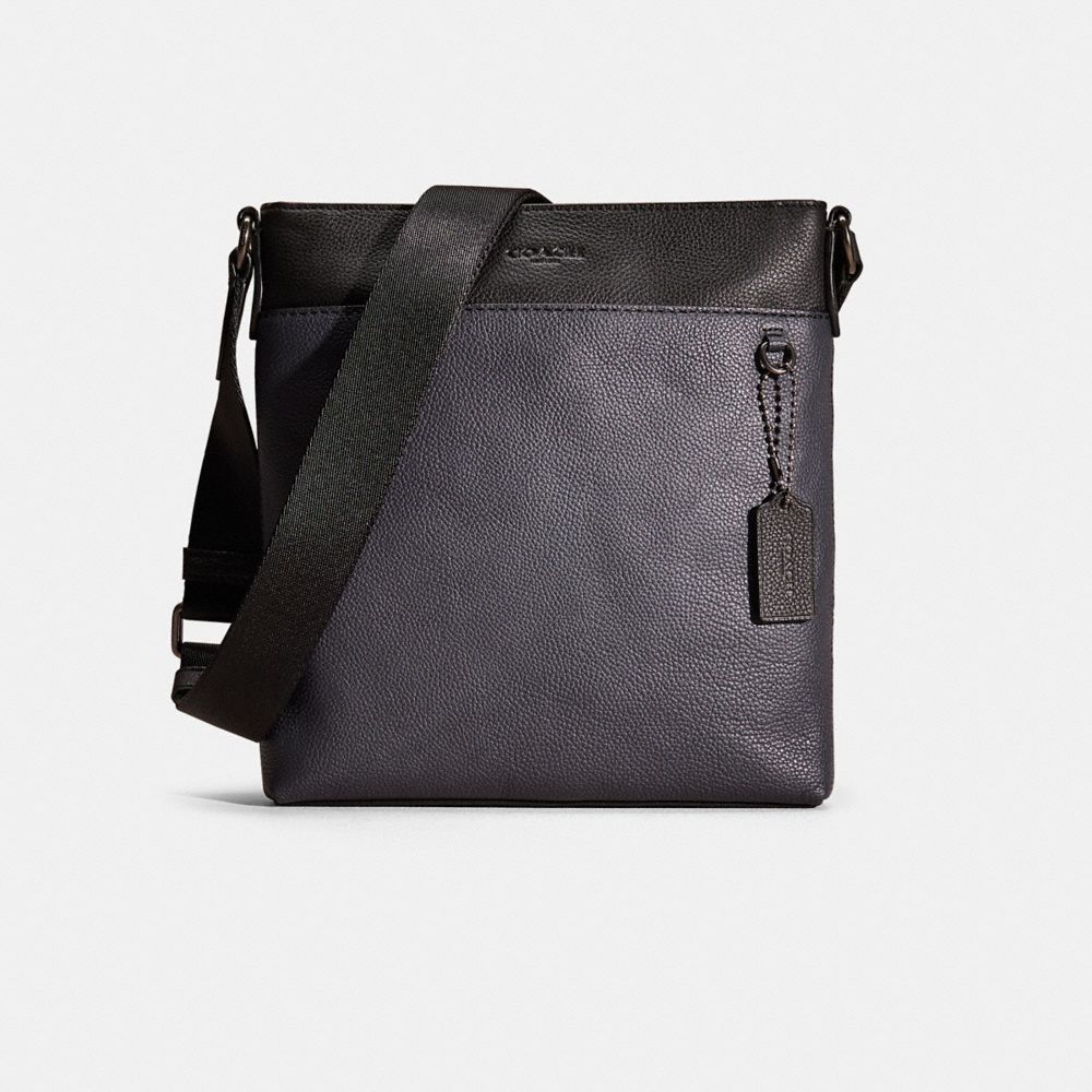 Coach Restored Metropolitan Slim Messenger In Colorblock In Gunmetal/midnight Navy/black