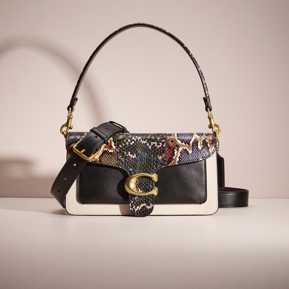 Brass/Chalk Multi Restored Tabby Shoulder Bag 26 With Snakeskin Detail