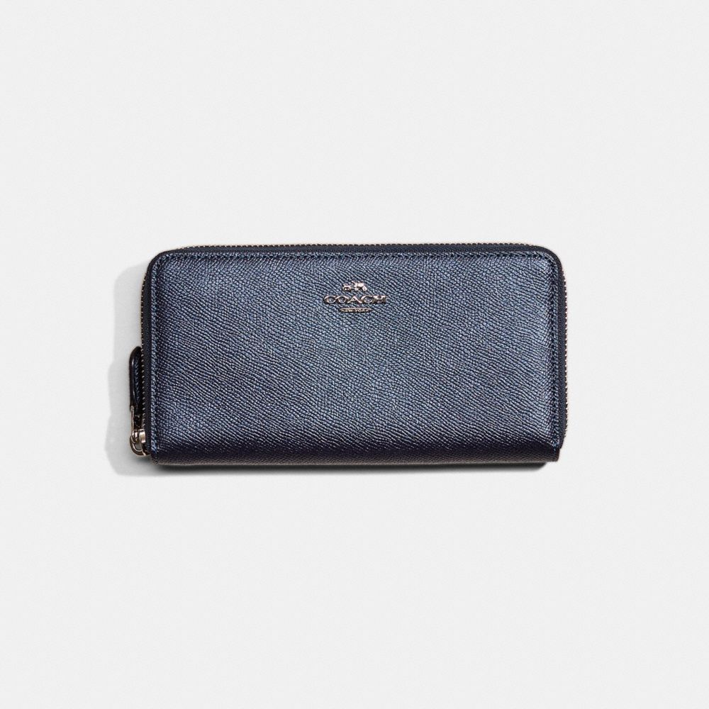 Coach Restored Accordion Zip Wallet In Silver/metallic Blue
