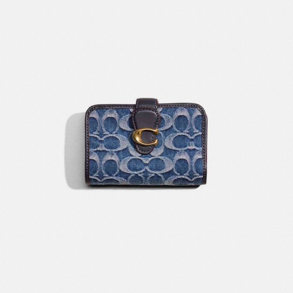 Brass/ Midnight Navy Multi Restored Tabby Medium Wallet In Signature Denim