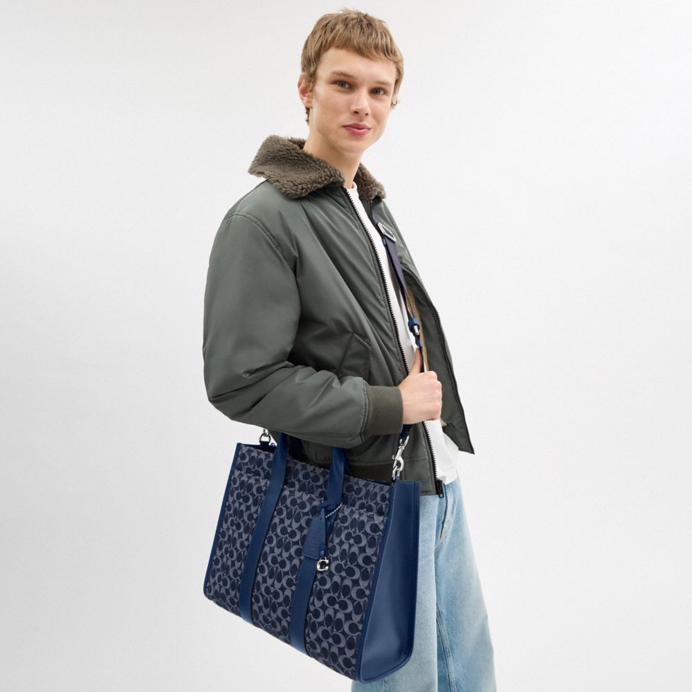 COACH®,Wesley Tote In Signature Denim,Multi Color,Detail View