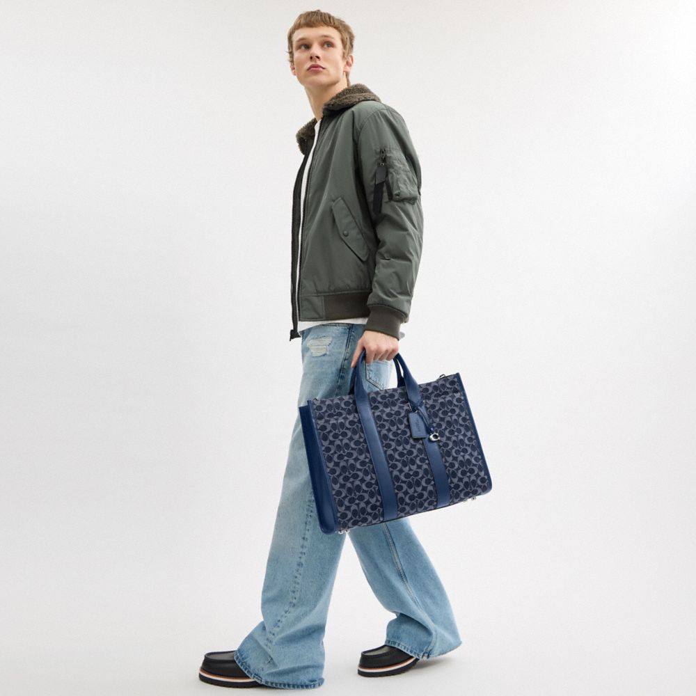 COACH®,Wesley Tote In Signature Denim,Multi Color,Detail View