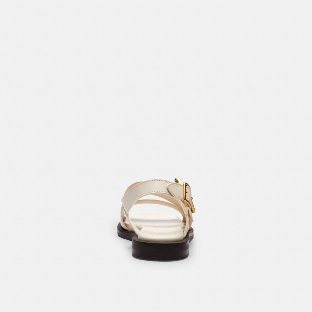 COACH®,Archival Buckle Flat Sandal,White,Alternate View