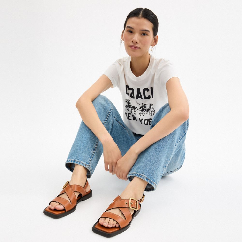 COACH®,アーカイブ バックル フラット サンダル,サンダル,ｺﾆｬｯｸ