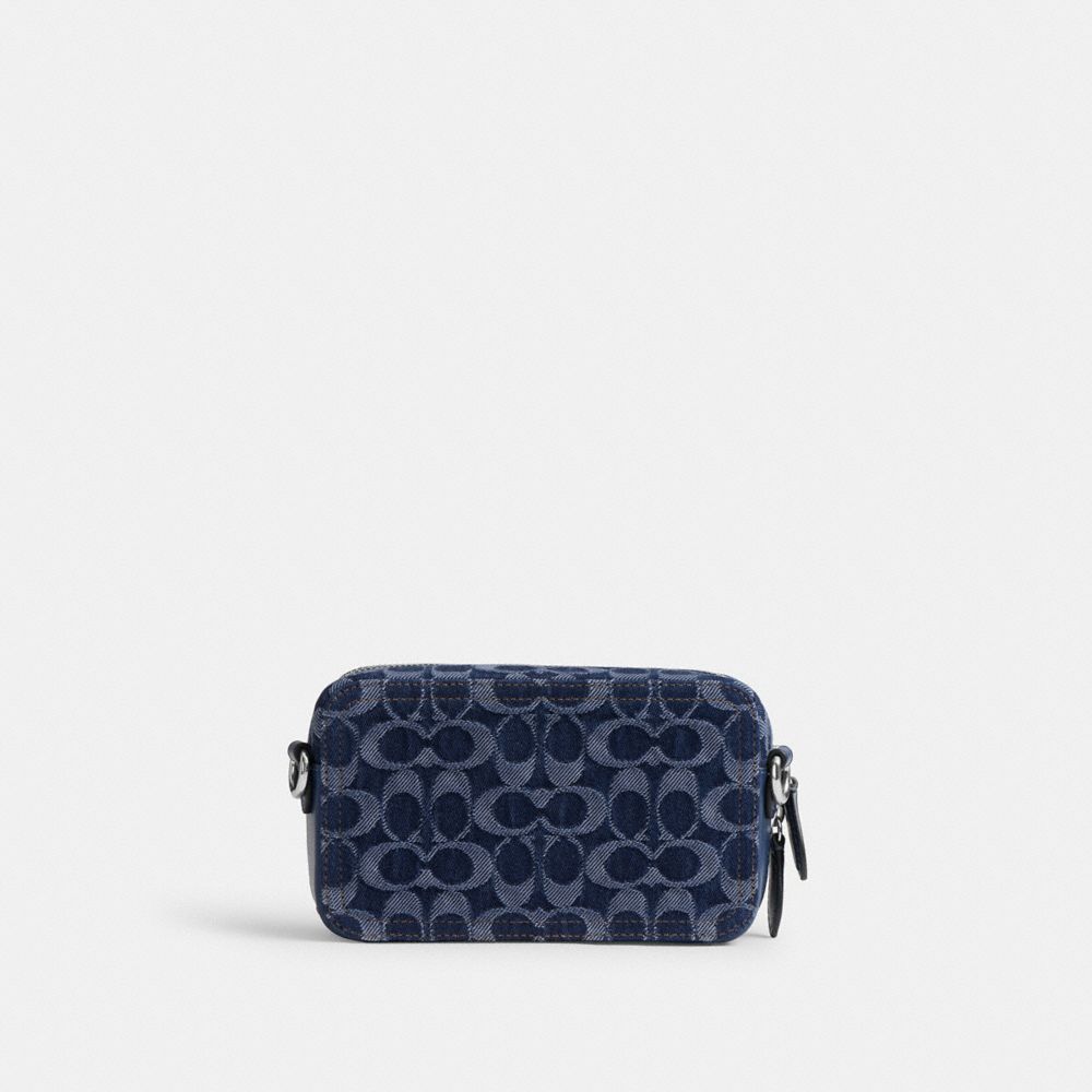 COACH®,Charter Slim Crossbody Bag In Signature Denim,Navy,Back View