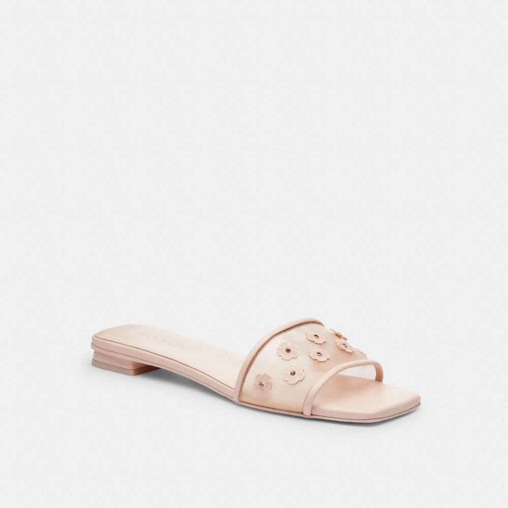 Coach Flat Sandal With Tea Rose