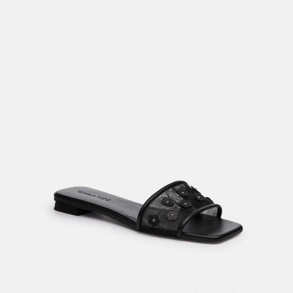 Coach Flat Sandal With Tea Rose