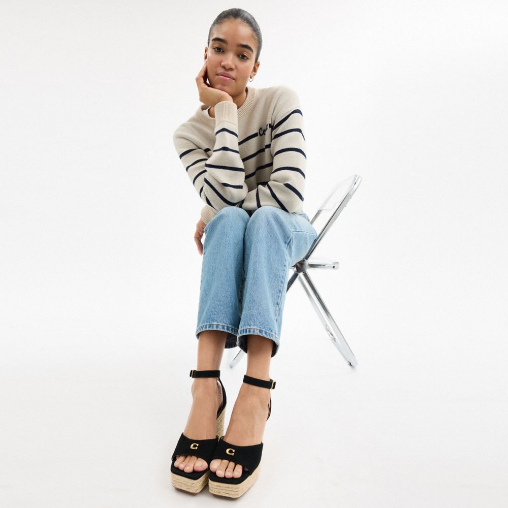 COACH®,Espadrille Wedge,Black,Detail View