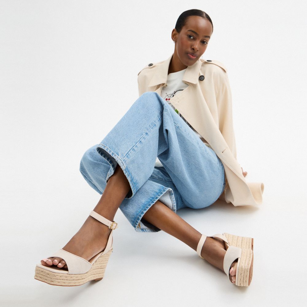 COACH®,Espadrille Wedge In Signature Jacquard,Cream,Detail View