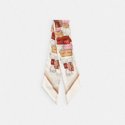 Женские сумки Coach Stacked Tabby Bags Print Silk Skinny Scarf