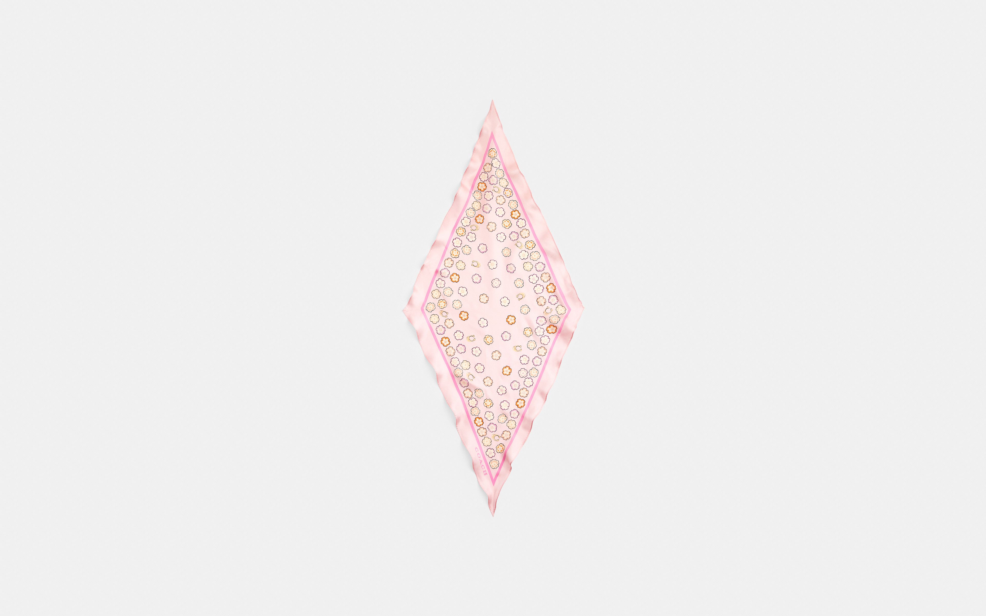 Waterfall Tea Rose Print Silk Diamond Scarf