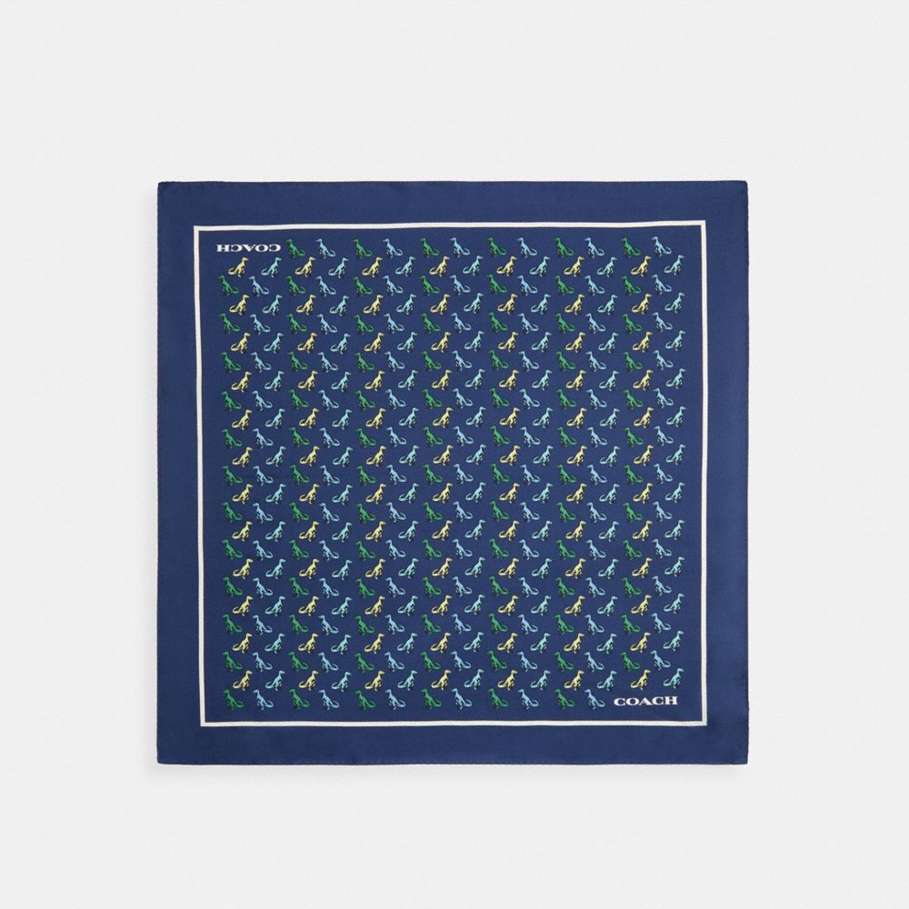 Coach T Rex Print Silk Bandana In Deep Blue