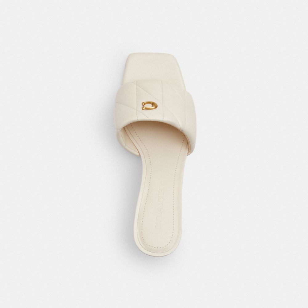 COACH®,Holly Block Heel Sandal With Quilting,Cream,Inside View,Top View
