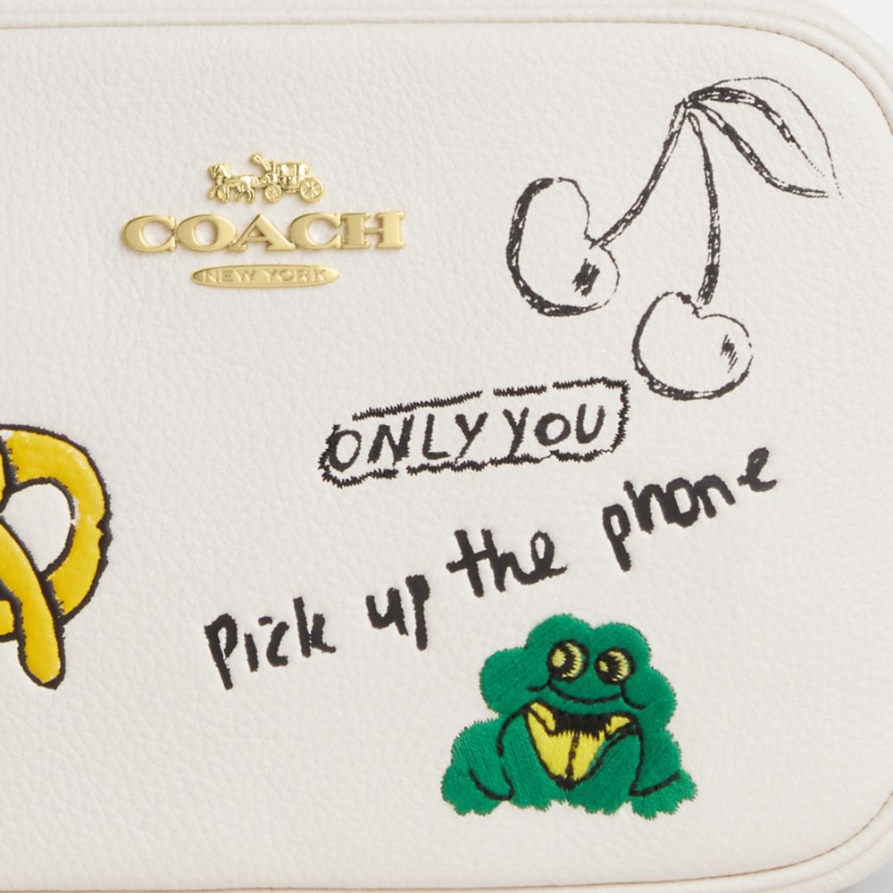 COACH®,Jamie Camera Bag With Sketch Print,Leather,Camera Bag,Embroidered,Adjustable,Casual,White,Closer View