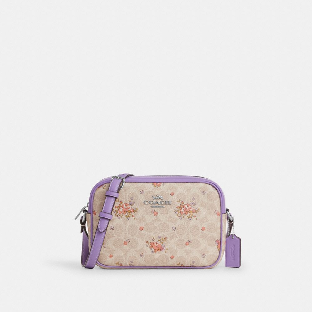 COACH®,SAC POUR APPAREIL PHOTO JAMIE EN TOILE EXCLUSIVE AVEC MOTIF FLEURI,Argent/Sable multi,Front View
