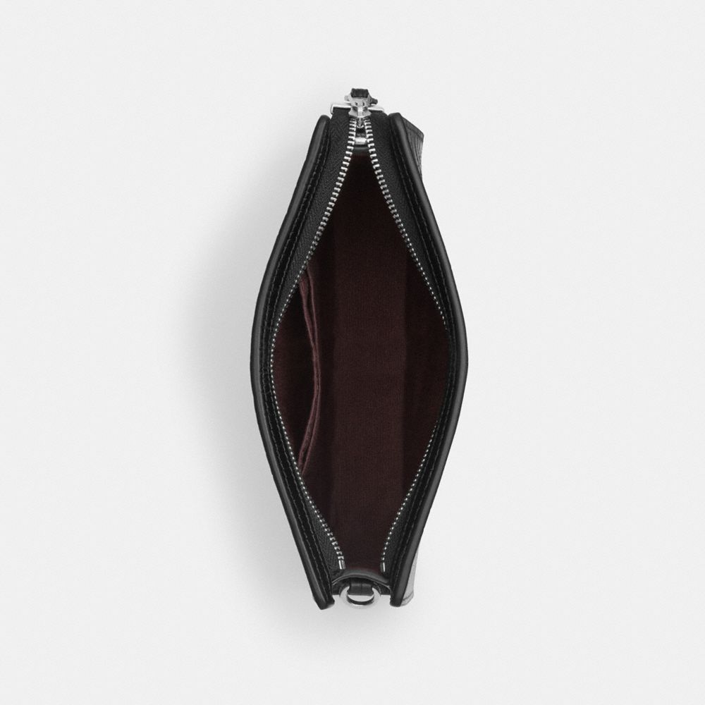COACH®,Slim Crossbody Bag,Crocodile,Leather,Crossbody,Logo,Metal,Shoulder Guard,Day Party,Black,Inside View,Top View