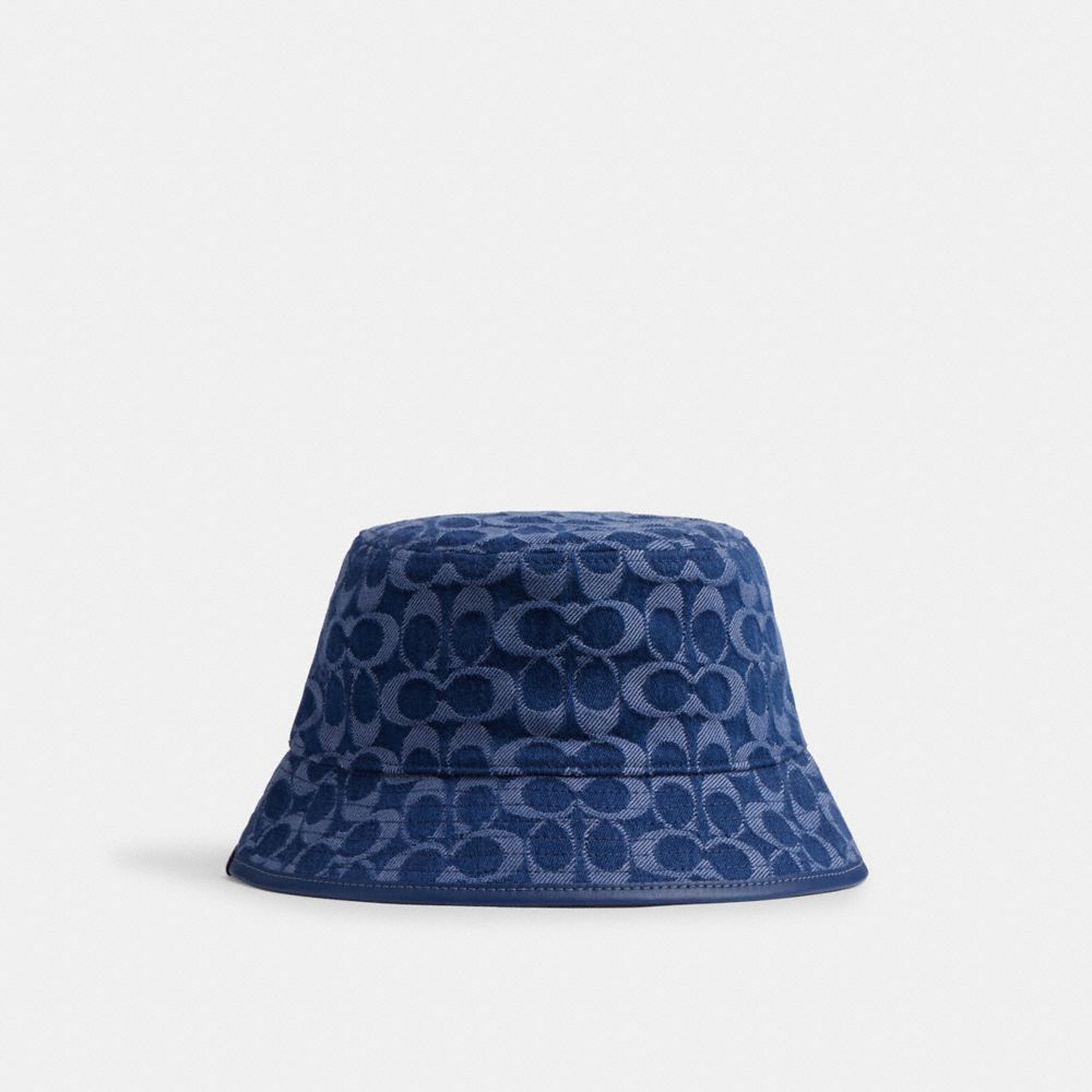 COACH®,Signature Denim Bucket Hat,,Front View