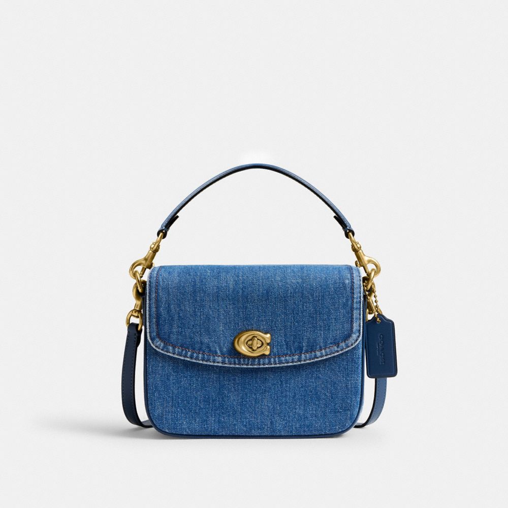 COACH®,SAC BANDOULIÈRE CASSIE 19,Denim,Laiton/Bleu Profond,Front View