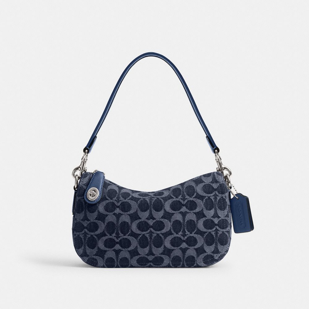 COACH®,Swinger Bag In Signature Denim,,Front View image number 0