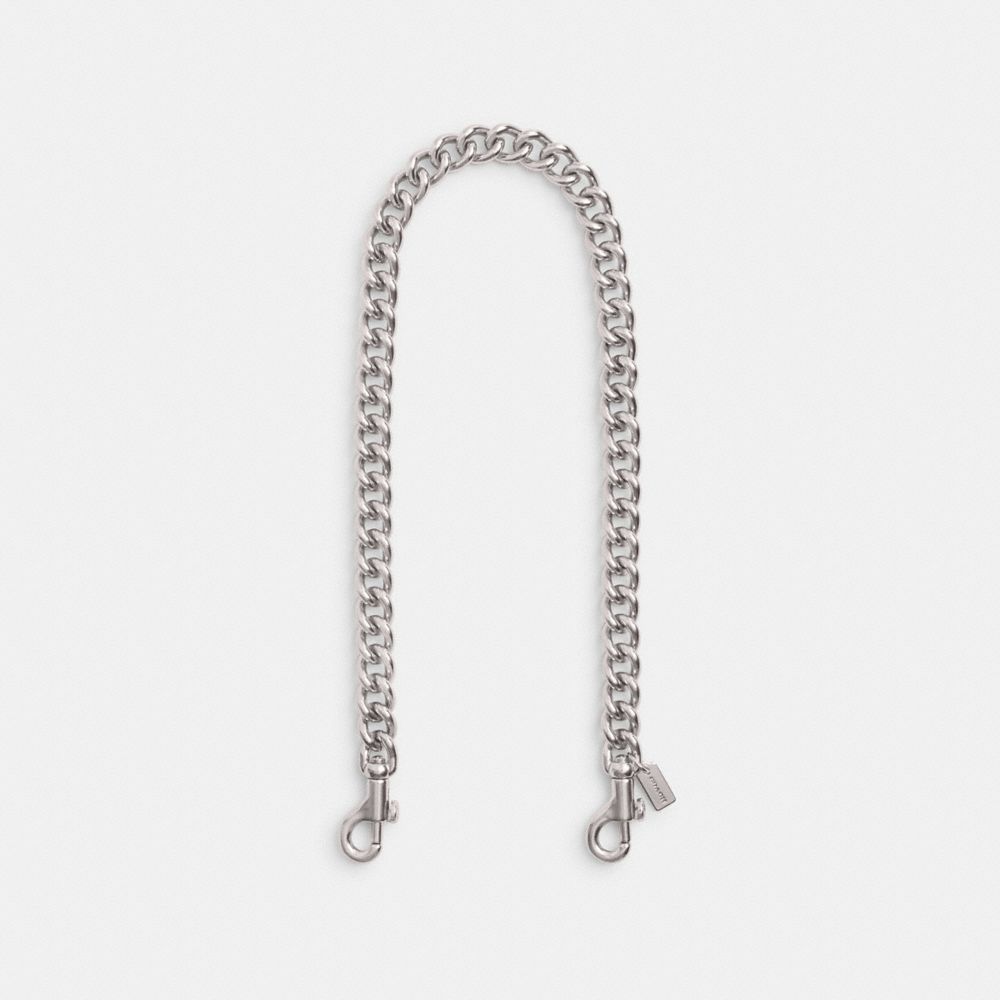 Shop Coach Short Chunky Curb Chain Strap In Silver