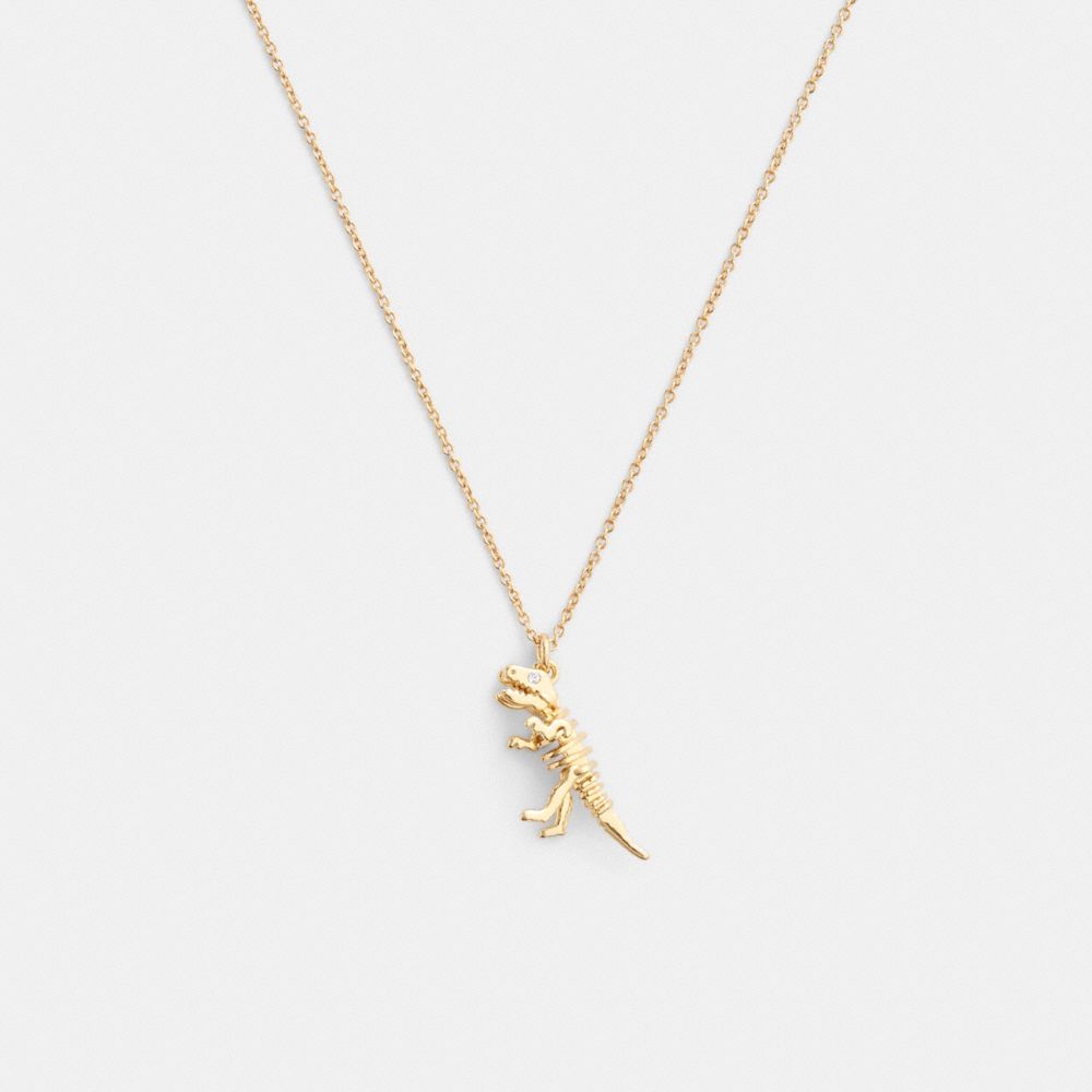 Coach Skeletal Rexy Pendant Necklace In Gold